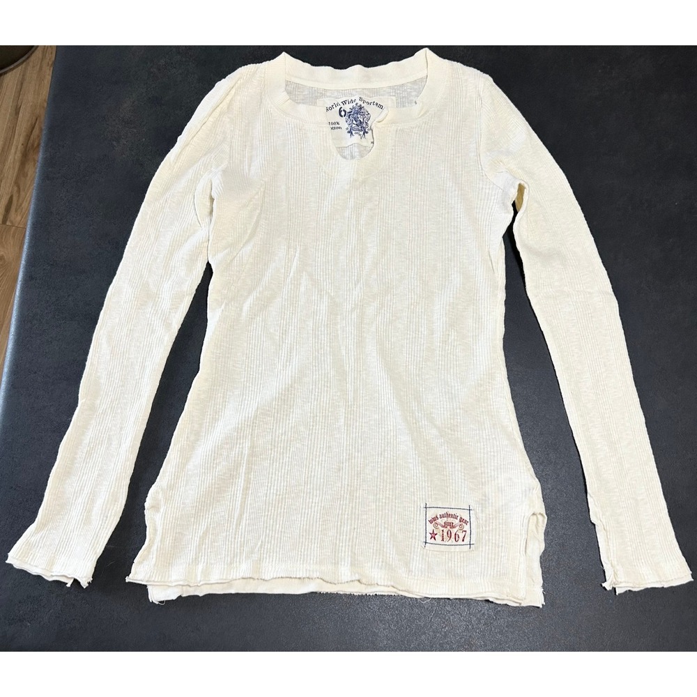 World Wide Sportsman Thermal Top Womens M Cream Waffle Knit L/S Layering Outdoor